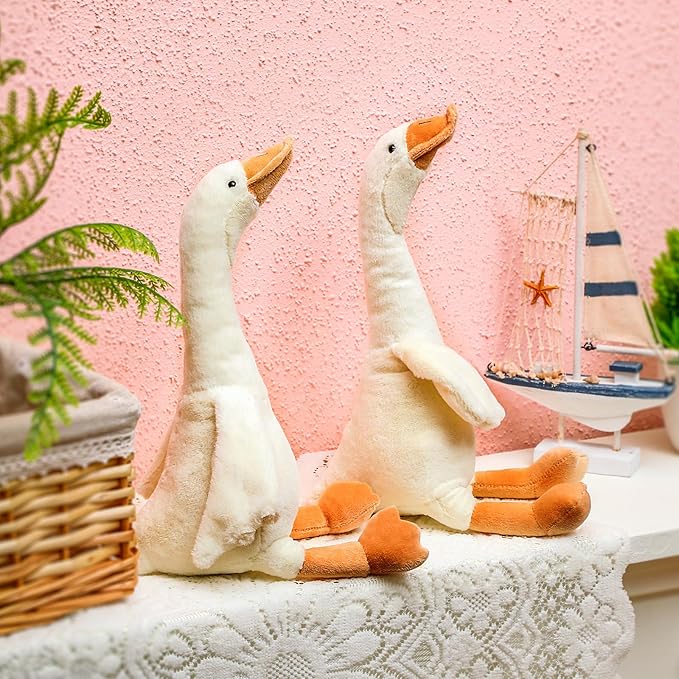 Sosation 3 Pieces 19.7'' Silly Goose Plush Stuffed Animal Toy,Swan Stuffed Animal,White Fluffy Cute Goose Funny Duck Plush Swan Toys Gifts for Kids Home Birthday Favor