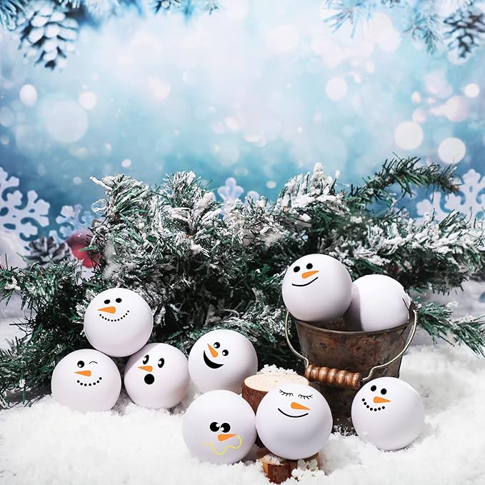 Zhanmai 64 Pcs Christmas Snowmen Stress Balls Bulk Small Snowball Face Relief Squeeze Crafts for Winter Party Favors Xmas Stocking Stuffers Gift Goodie Bag Fillers Holiday Decorations (2.5 Inch)