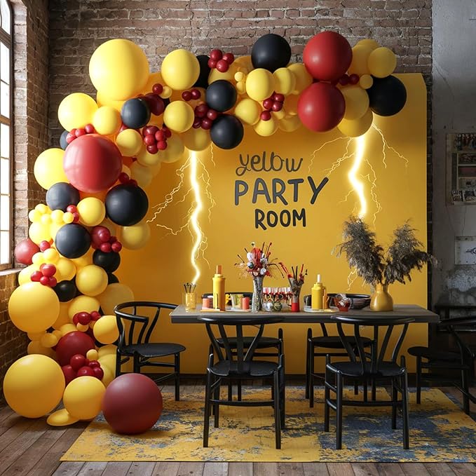 Red Black Yellow Balloons,12inch Balloons Lightning Printed Party Balloons Confetti Black Yellow Decoration for Boy Girls Cartoons Themed Party Birthdays Baby Showers Holiday Party