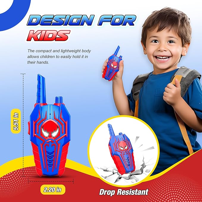 Kids Walkie Talkies for Boys: Toys Gifts for 3 4 5 6 7 8 Year Old Boys Girls Kids Walkie Talkies 2 Pack Outdoor Hiking Stocking Fillers Toy Age 3-8 Year Old Boy Girl Christmas Birthday Gifts Ages 5-7