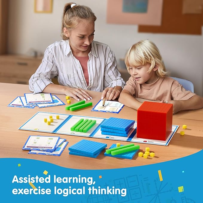 Base Ten Blocks with Place Value Chart - Math Manipulatives for Kids.Counting Blocks for Math to Help Educate Kindergarten Teachers.