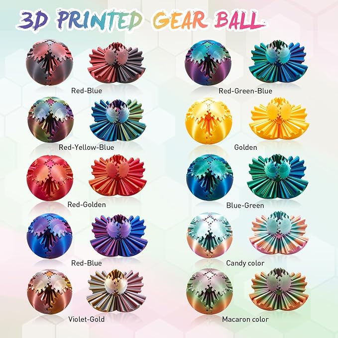 Gear Ball-3D Printed Gear Sphere,3D Printed Spin Ball Cube Fidget Toy,The Steampunk Whirling Wonder Fidget Ball Toy