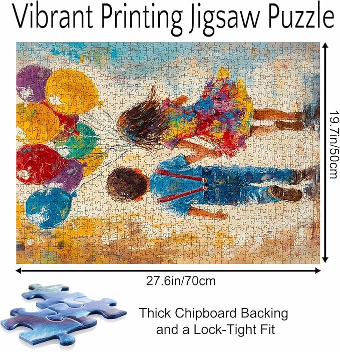 Tucocoo Banksy Little Girl and Boy Jigsaw Puzzle 1000 Pieces Graffiti Colorful Balloon Street Art Puzzles for Adults, DIY Crafts 1000 Piece Puzzle for Challenging Family Games Home Decor Gifts