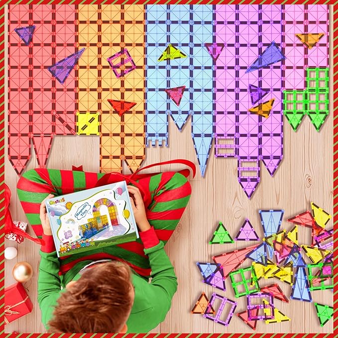 Magnetic Tiles for Toddlers - Building Blocks for Preschool Montessori Learning, Ideal Sensory Toys for Kids Aged 3-8