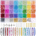 Funtopia Glass Beads for Bracelets 6mm, 1396pcs Bracelet Making Kit 34 Colors Glass Beads for Jewelry Making, Crystal Beads for Bracelets DIY Crafts with Spacer Beads and Charms