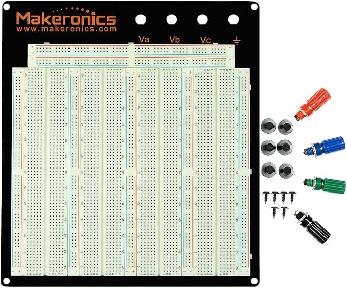 Makeronics Solderless 3220 Breadboard Complete Kit-3220 Tie-Points Experiment Plug-in Breadboard with Aluminum Back Plate +560 U-Shape|65 PCS Pure Copper Jumper Wires for Prototyping Circuit/Arduino