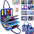 Busy Board Montessori Toys for 1 2 3 4 Year Old Boys Girls Gifts, Sensory Toy for Toddlers 1-3, Educational Activities Travel Toy for Airplane Car, Busy Book for Learning Fine Motor Skills,Blue