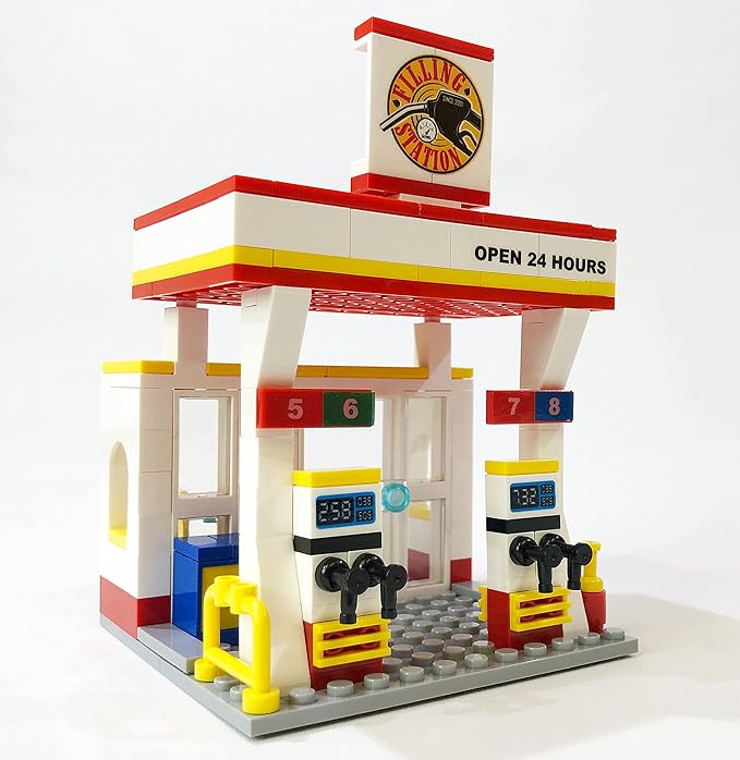 Brick Loot Mini City Gas Fuel Station Building Set – 146-Piece DIY Toy Kit for Kids & Adults, Custom Designed, Lego-Compatible Brick Model with Realistic Pumps, Ideal for Creative Play & Display