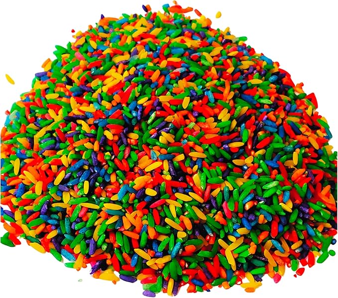 Colored Rice in Vibrant Colors, Sensory Bin Filler, Rainbow Rice for Art & Craft, Creative Learning & Color Perception, Non-Toxic, Safe for Kids & Pets, Made in The USA (2lbs) (Mix-2)