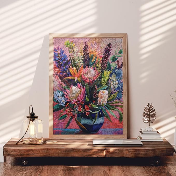 Blooming Floral Jigsaw Puzzle 1000 Pieces flower vase Puzzles for Adults,Wildflowers Jigsaw Puzzles for Challenging Family Activity Games Flower Puzzle for Home Wall Decor Gifts 20 x 27 Inches
