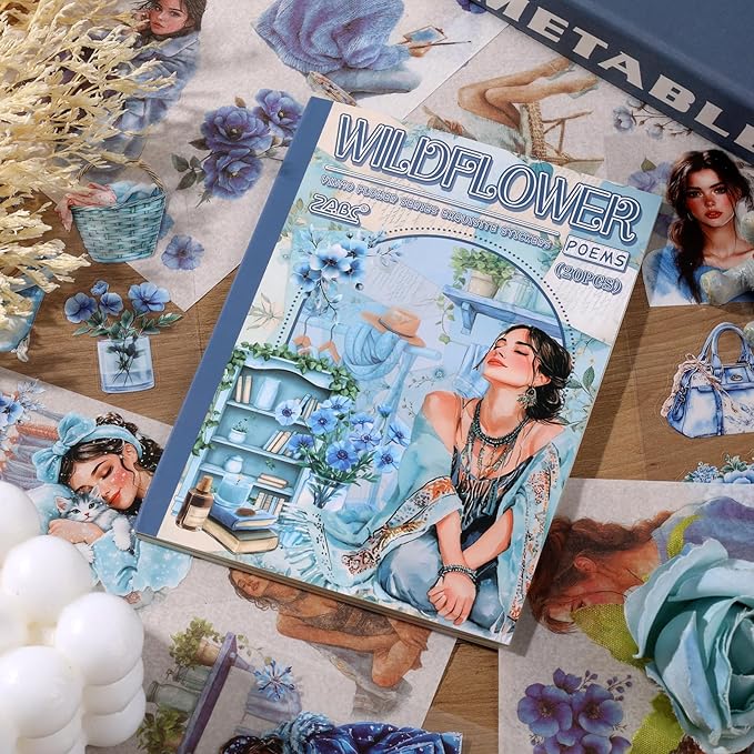Auguro Winter Home Girls Scrapbooking Stickers 20 Sheets Pre-Cut 120 washi Stickers PET People Sticker Books for journaling Scrapbook Supplies Transparent Sticker Books