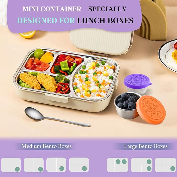 6x1.6 Oz Salad Dressing Containers With Lids, Small Leakproof Reusable Stainless Steel Salad Dressing Container To Go For Lunch Boxes,Sauce containers, Picnics,Travel Meal Prep And Kitchen Storage.