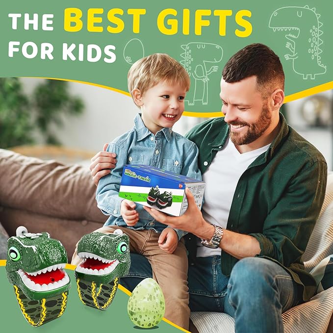 Dinosaur Walkie Talkies for Kids 3 Pack Camping Gear T-Rex Outdoor Toys for Boys Girls Age 3-12 Year Old 3 Channel Long Range Birthday Gifts Easter Christmas Stocking Stuffers