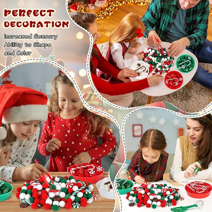 136 Pcs Christmas Sensory Bin Items Candy Cane Counting Sorting Sensory Bin Filler Fine Motor Toys Candy Cane Counts for Kids Xmas Counting Toys for Preschool Education Activities