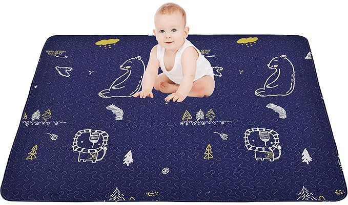 50x50 Play Mat for Playpen Foldable Baby Play Mat Large Tummy Time Mat, Non Slip Washable Baby Play Mats for Floor, Portable Travel Baby Crawling Mats for Toddlers and Infants