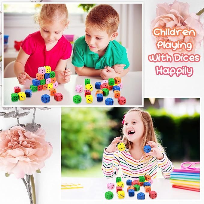 36 Pieces Foam Dice Colorful Cubes Block of Dice with Number Dots for Boy Girl Over 3+, Building, Educational Toys, Math Teaching, Pastime, Party Favors and Classroom Supplies