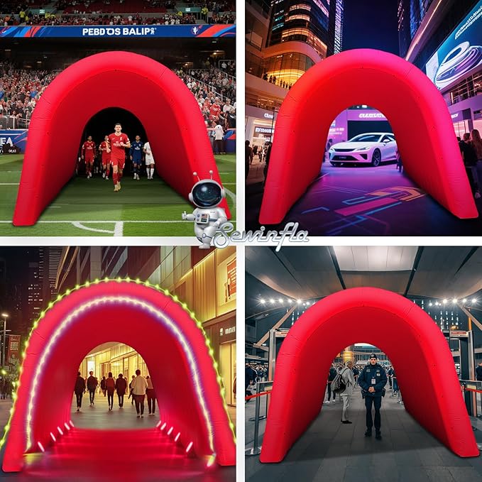 Inflatable Sports Tunnel Entrance with Built-in Blower – Advertising & Event Archway for Exhibitions, Shops, Supermarkets & Schools (Red, 16x10x10Ft)
