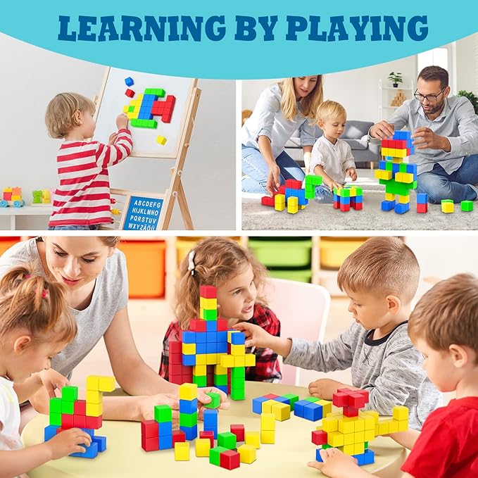 ROMDS Magnetic Blocks 32 Pieces,1 inch Large Magnetic Building Blocks for Ages 3+ Year Old Boys and Girls,3D Magnetic Cubes for Kids,Preschool STEM Educational Sensory Magnet Toys