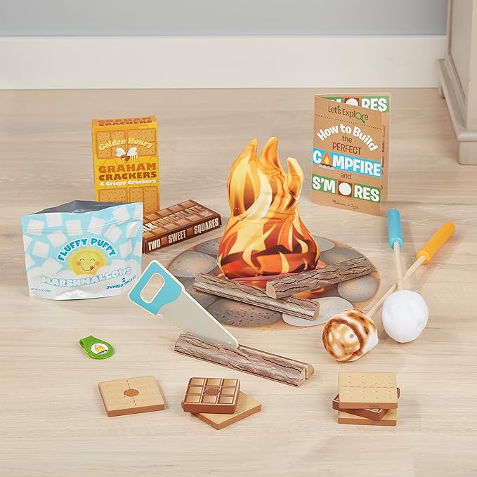 Melissa & Doug Let's Explore Campfire S’mores Set with Toy food & Kids Play Kitchen Accessories, Preschool Learning Toys for Girls & Boys 3+