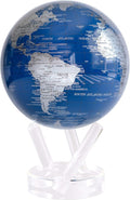 MOVA Globe – Blue and Silver 6” | Solar-Powered Spinning Globe for Desk | Self-Rotating Modern Earth Decor | No Batteries Required