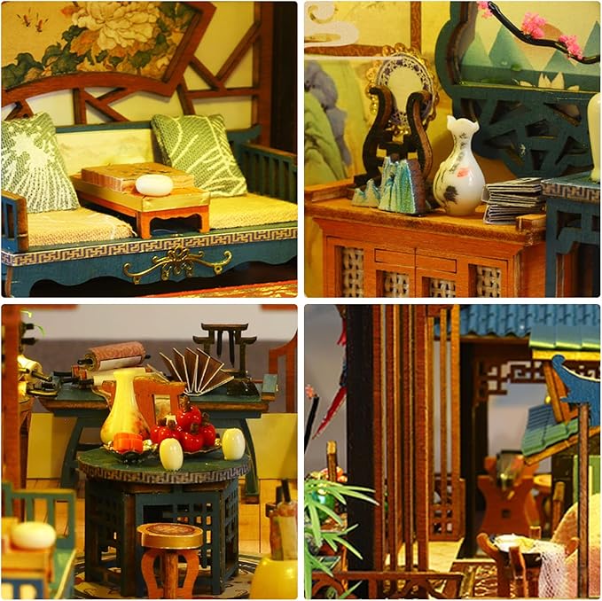 Miniature Dollhouse Kits, Tiny House Kit and Light, Doll House Kits for Adults to Building, Unique Gift for Birthday Christmas Day, YaYun