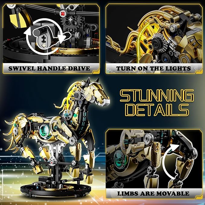 Mechanical Horse Building Sets, Compatible with Lego Animals, Animal Collection Toy, Home or Office Decor for Adults, STEM Building Gift for Teens Boys and Girls 8-14 (1055PCS)