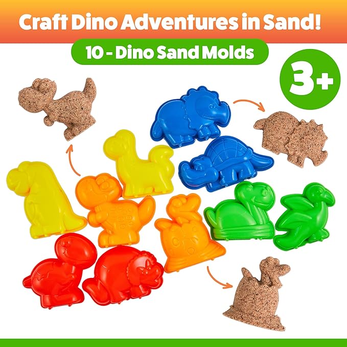 USA Toyz Dinosaur Sand Molds Beach Toys for Kids- 23pk Sandbox Toy for Toddlers, Compatible with Foam or Molding Clay, 3D Beach Sand Castle Building, Water Tables, Indoor Outdoor Sensory Toys for Kids