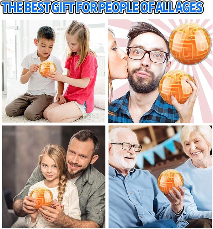 YongnKids Amaze 3D Memory Sequential Maze Ball Puzzle Toy Gifts for Kids Adults - Challenges Game Lover Tiny Balls Brain Teasers Game (Orange)