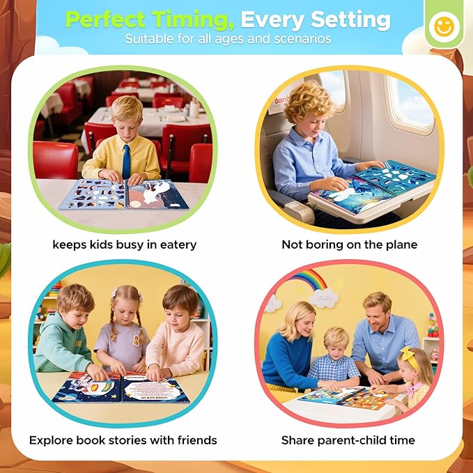 4PCS Paint by Number Sticker Book - Kids Crafts & Acitivity Puzzles Book for Ages 4-10,Mess-Free Travel Toys for Road Trip & Airplane,Perfect Gifts & Basket Stuffers for Kids