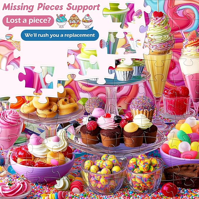 Puzzles for Kids Ages 4-8,100 Piece Puzzles for Kids Ice Cream Puzzle for Kid Ages 4-6 6-8 8-10 Large Piece Jigsaw Puzzle for Children Senior Adult Educational Puzzle Toys Preschool Birthday Gifts