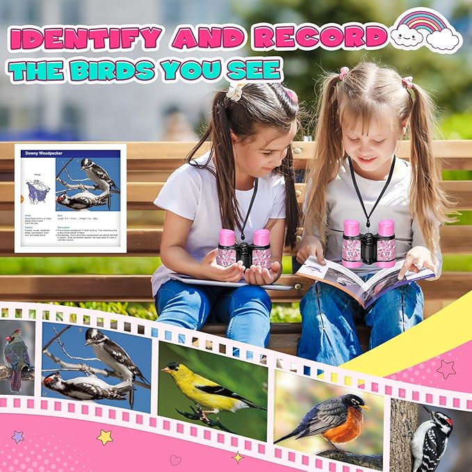 Unicorn Binoculars Toys for Kids 3 4 5 6 7 8 Year Old Girls Christmas Birthday Gifts for Girl Kid Toddler Ages 3-5 4-6 Toddlers Pink Binoculars Toys Bird Watching Outdoor Camping Toy Stocking Stuffers