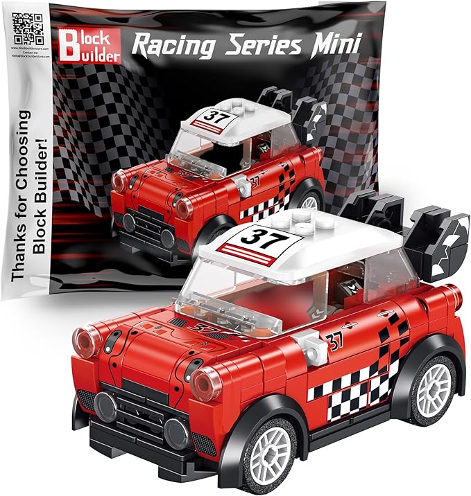 Block Builder Racing Car Building Block Set. Racing Car Building Blocks for Kids and Adults (Red)