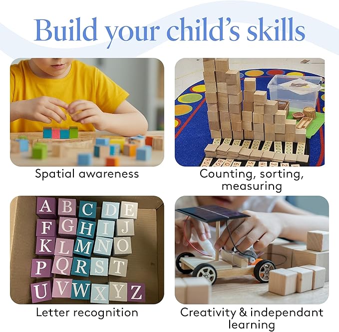 DIY Wood Cubes 1-1/2-inch, Pack of 10 Small Wooden Baby Blocks for Baby Shower, Wooden Blocks for Crafts, STEM, Building, and Blank Wood Dice, by Woodpeckers