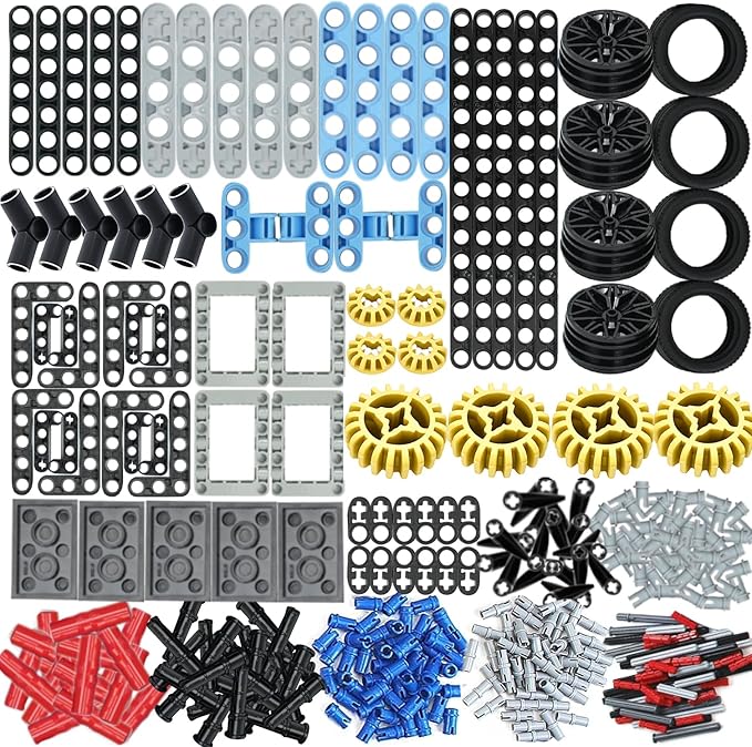 1300Pcs MOC Spare STEM Parts, Cars Gears Axles Wheels Connectors Building Block Accessories Pieces Sets, Chain Link Pins Connector Joints Bricks, Creative Building Block Toys for Ages 6+ Year Old
