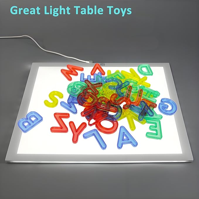 Transparent Capital Letters 52 Pcs for Light Table,Light Table Toys and Manipulatives for Kids,Educational Alphabet Set