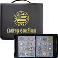 Challenge Coin Display Book Medals Holder for Collectors, 120 Pockets Large Military Coin Collecting Album with Zipper and Handle - Black