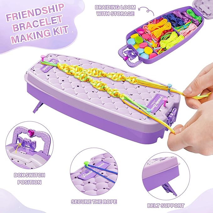 Friendship Bracelet Making Kit for Girls,DIY Arts and Crafts Toys,Jewelry String Maker Kit,The Best Birthday Gifts Ideas for Girls 6 7 8 9 10 11 12+ Years Old（Double Purple