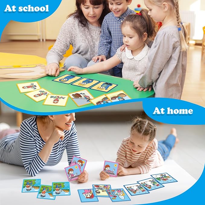 Sequencing Cards,Sequence Board Game for Kids,Speech Therapy Materials Toys for Autism,Story Storytelling,Social Skills,Sentence Building,Preschool Learning Activities,Classroom & Homeschool