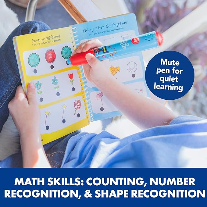 Educational Insights Hot Dots Pete The Cat Preschool Reading & Math Workbook - Preschool Workbooks with Interactive Pen, Homeschool Learning Books, Build Toddler Reading & Math Skills, Ages 4+