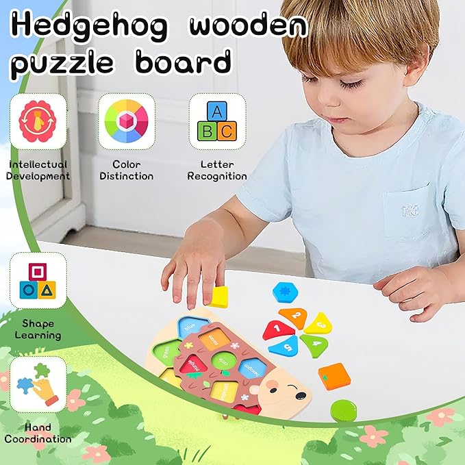 Montessori Toddler Puzzle Toys Shape Sorter Puzzle for 3-5Year Old Boys and Girls Educational Toy with Numbers and Colors