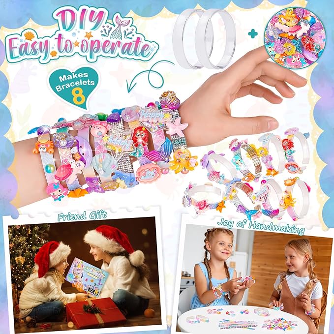 Eichhoo Friendship Bracelet Making Kit for Girls, 5-12 Year Old Girl Birthday Gifts, Arts and Crafts Kits for Kids, Girls Toys Age 5 6 7 8 9 10 Years Old, Kid Jewelry Making Kit with Charm (Mermaid)