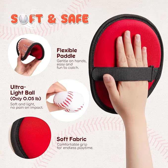 Playzap Toss and Catch Ball Set - Ultra Soft & Safe Toddler Baseball Gloves Designed for Pain-Free - Kids Games Toys Indoor Outdoor - Great for Yard Beach Pool - Gift for Boys Girls 2-4 5-7 8-10 Years