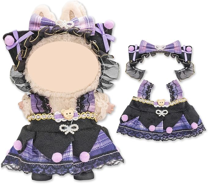 4 Pack—17cm Plush Doll Clothes,Premium Doll Outfit with Accessories,Princess Skirt,Cute Clothes Outfit for 17cm Dolls,End Dress Up Fashion Clothing Set(No Dolls and Shoes) (Set L)