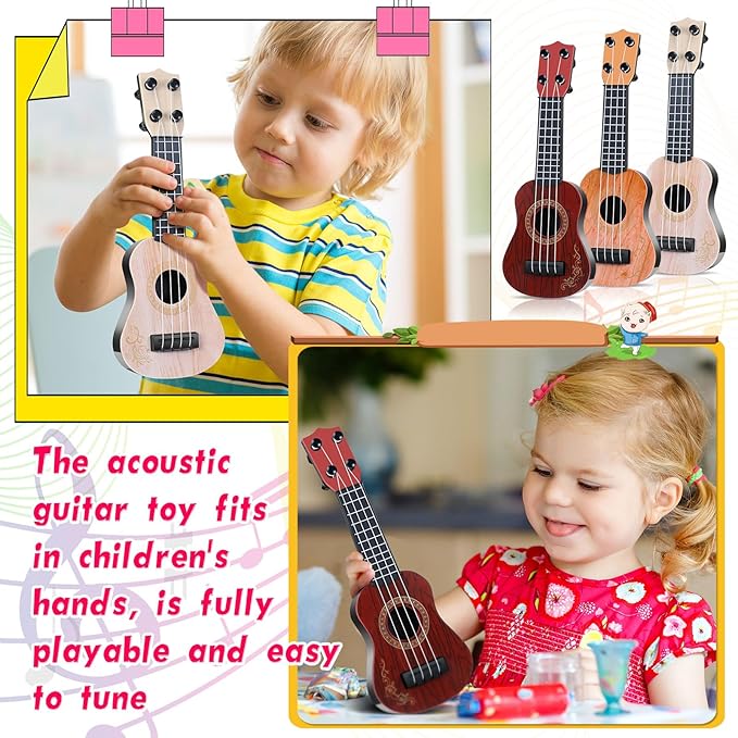 Lenwen 6 Pcs Kids Ukulele Guitar 10 Inch Kids Toy Ukulele 4 Strings Mini Guitar Children Musical Instruments Educational Learning Toy for Toddler Beginner Preschoolers Education