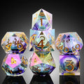 Iridescent Plating Glitter Liquid Core Sharp Dice, DNDND Handmade DND Resin Sharp Edge D&D Die with Gorgeous Gift Case for Dungeons and Dragon Tabletop Games (Iridescent Plating Liquid Core)