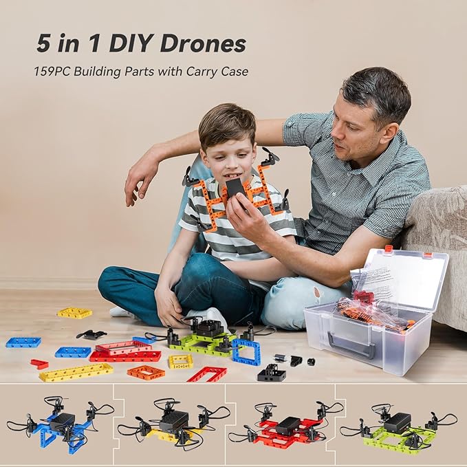 Mini Drone for Kids and Beginners,Creative 5-IN-1 DIY Drone Building Kits for Kids to Build Your Own Drones,5 Different Designs, Altitude Hold, 3D Flips,Easy to Build and Fly,Great Gifts for Boys&Girls to Enjoy Building,Flying and Fixing Fun