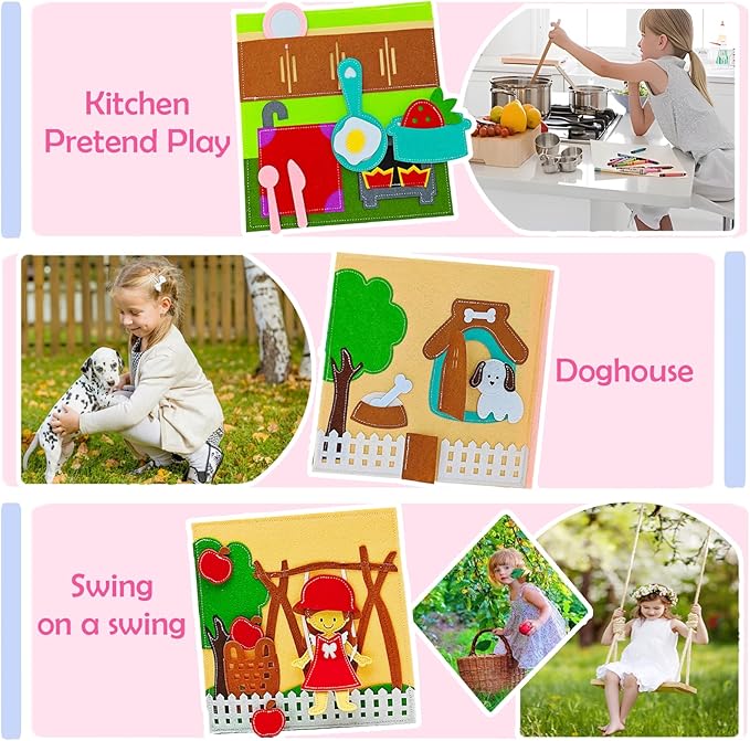 Montessori Busy Book for Toddlers 3-5 Quiet Book Activity Learning Travel Toys for Toddlers Ages 3-5-7 Girls Gift