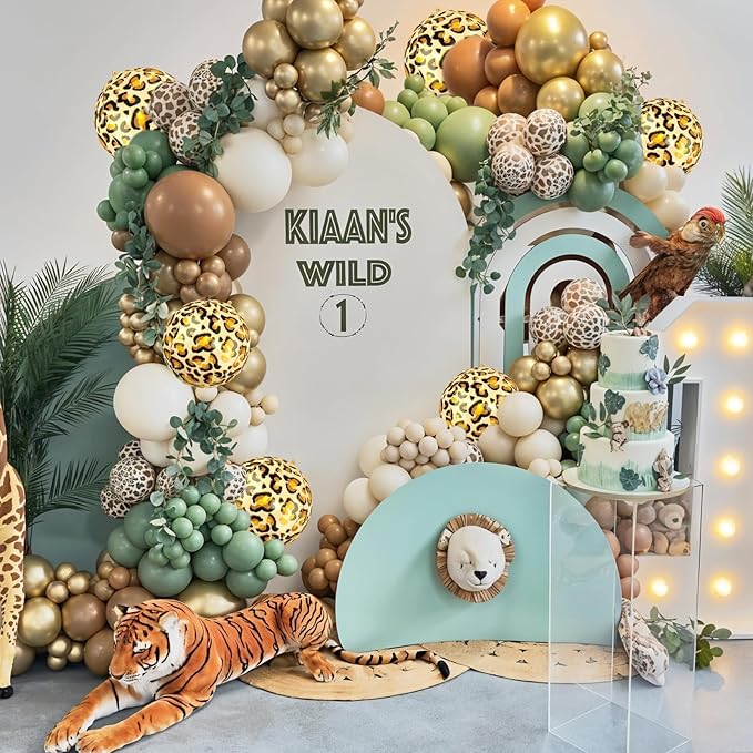 Leopard & Cheetah Print Foil Balloons, 6Pcs Large Metallic Leopard print Round Balloons, 22 Inch Big Round Foil Balloon for Camo Animal Jungle Adventure Birthday Party Baby Shower Wedding Decorations