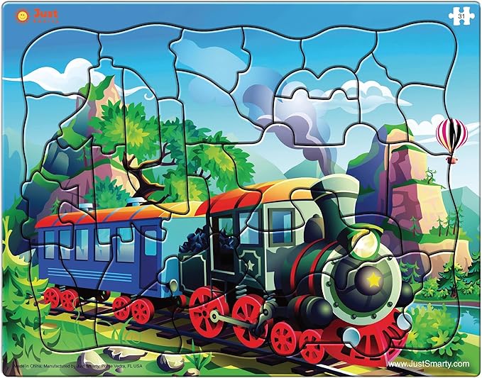 Just Smarty Train Puzzle for Boys and Girls | 31 Pieces | Unique Shapes Design | Toddler Best Gift | Train Toys for Boys 4-7 | Large Pieces Puzzle
