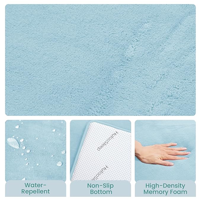 Baby Play Mat for Floor,1.3" Thick Elasti-Foam 50"×74" Playpen Mat for Tummy Time,Water Repellent Soft Coral Velvet for Toddler,Infant,Kids,Non-Slip Backing Safe for Crawling(Light Blue)